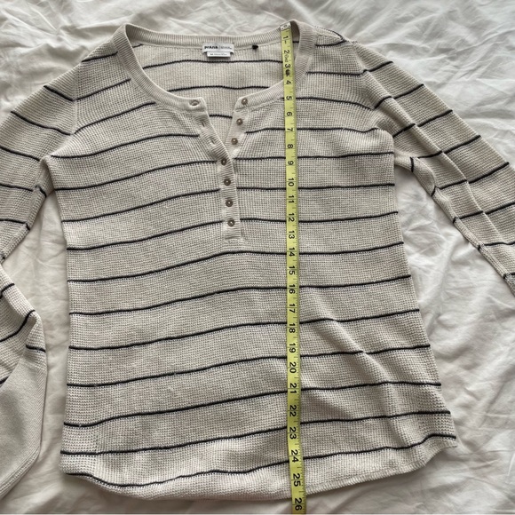 Prana Milani Henley Oatmeal Stripe Size Medium - Picture 10 of 11